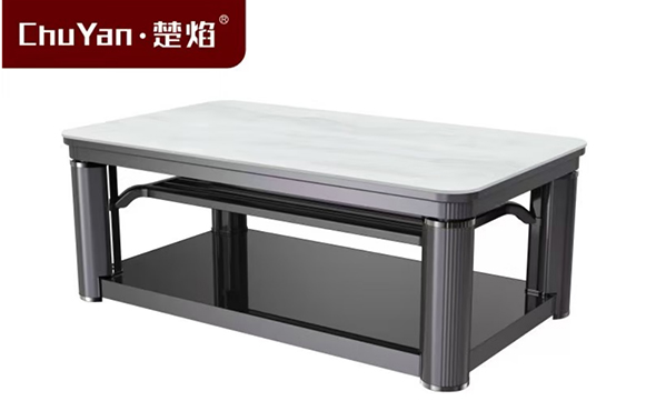 尊龙官方高端升降茶几电暖桌 茶几智能升降电器E22-1-紫灰[白玉石]
